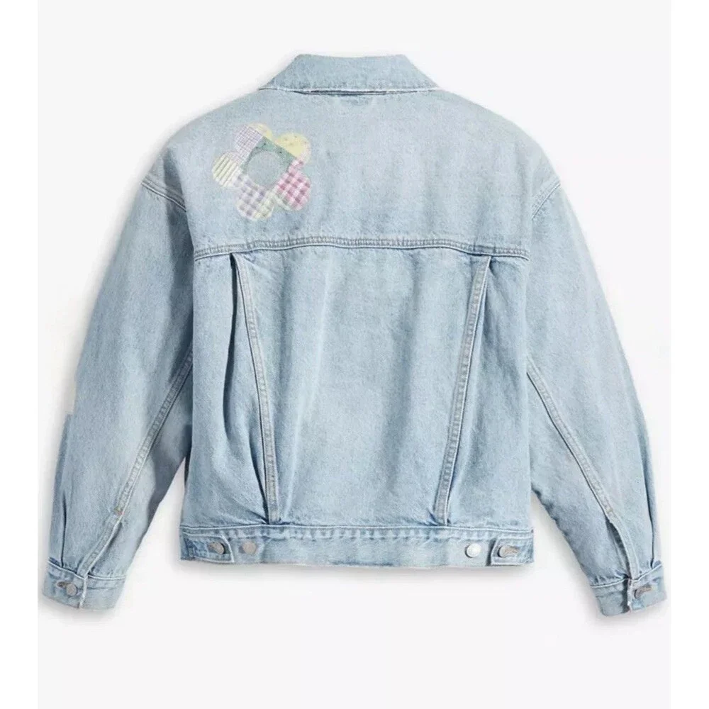 Levi’s 90’s Patchwork Denim Trucker Jacket Size XS NWT Light Wash Retro Relaxed